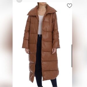 NWT Tan Faux Leather Puffer. Never worn. Beautiful for cold weather. Size S.